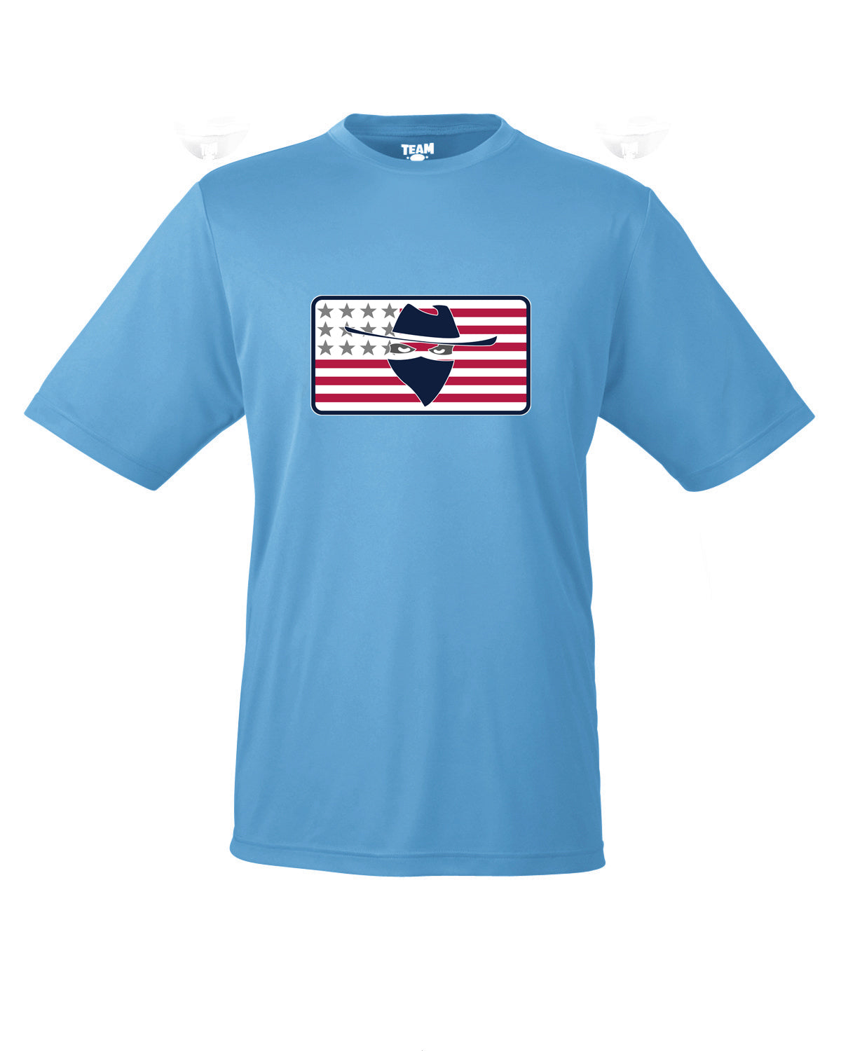 YG Lt Blue Dryfit Flag Tee