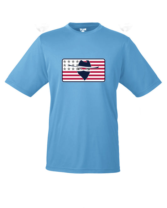 YG Lt Blue Dryfit Flag Tee